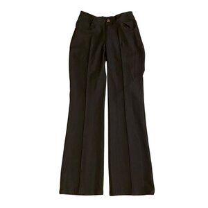 Iman Womens Black Bootcut Pull On Pants Elastic Waist Size S Long 5-pockets
